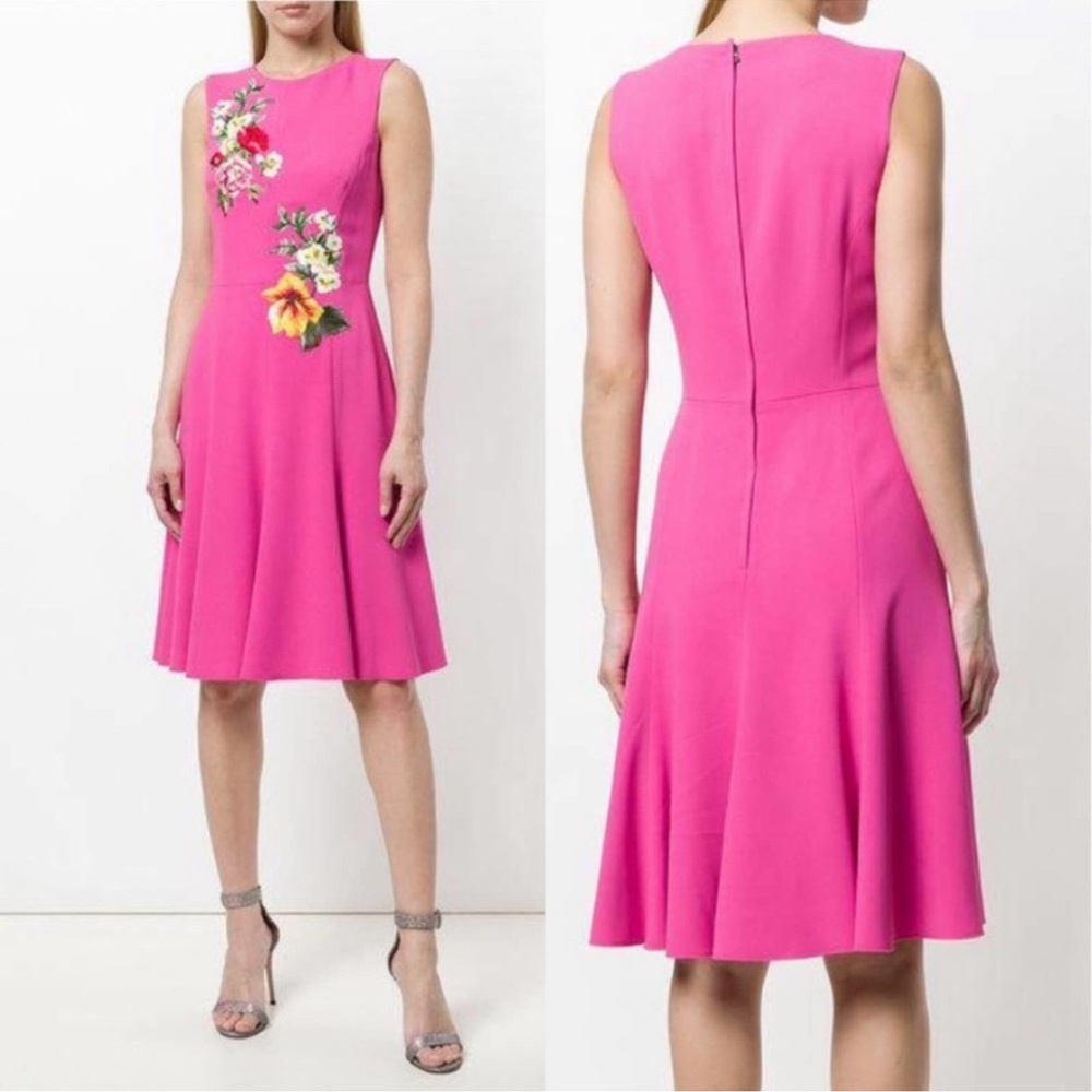 New DOLCE & GABBANA Floral Embroidered
(NWT
Midi Dress in Pink Size 42, US 6